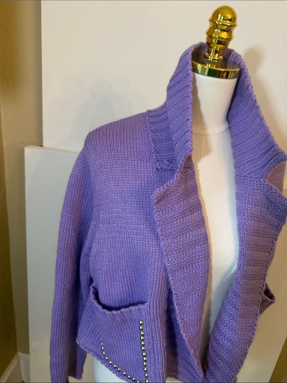 Understated Leather Revolve Small Cropped Rodeo Sweater Jacket Lilac - Picture 10 of 14